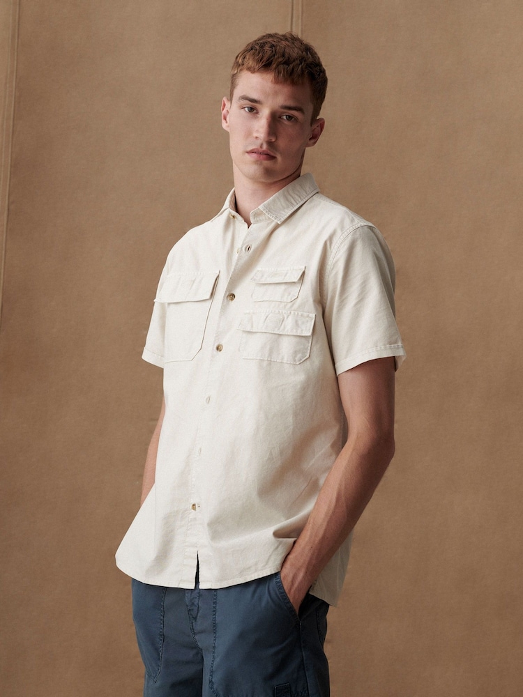 Barbour® White Thermond Seersucker Short Sleeve 100% Cotton Shirt - Image 1 of 13