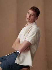 Barbour® White Thermond Seersucker Short Sleeve 100% Cotton Shirt - Image 5 of 13