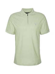 Barbour® Vintage Green Wadworth Zip Neck 100% Cotton Polo Shirt - Image 6 of 6