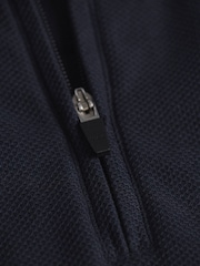Barbour® Navy Blue Wadworth Zip Neck 100% Cotton Polo Shirt - Image 7 of 8