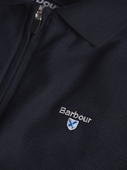 Barbour® Navy Blue Wadworth Zip Neck 100% Cotton Polo Shirt - Image 8 of 8