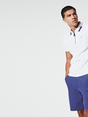 Barbour® International 100% Cotton Smith Zip Neck White Polo Shirt - Image 2 of 6