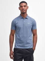 Barbour® International Dusty Blue Rider 100% Cotton Tipped Polo Shirt - Image 1 of 5