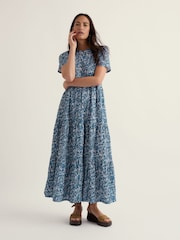 Seasalt Cornwall Green Short Sleeve Line Strokes Dress - Image 1 of 5