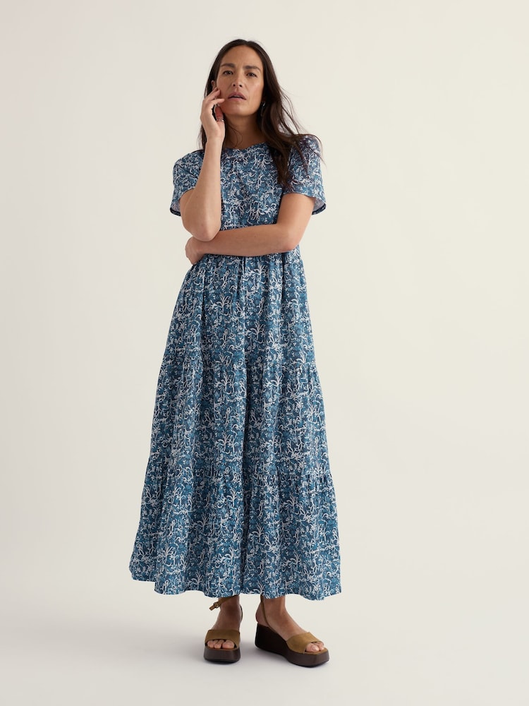 Seasalt Cornwall Green Short Sleeve Line Strokes Dress - Image 1 of 5 Seasalt Cornwall Green Short Sleeve Line Strokes Dress - Image 1 of 5