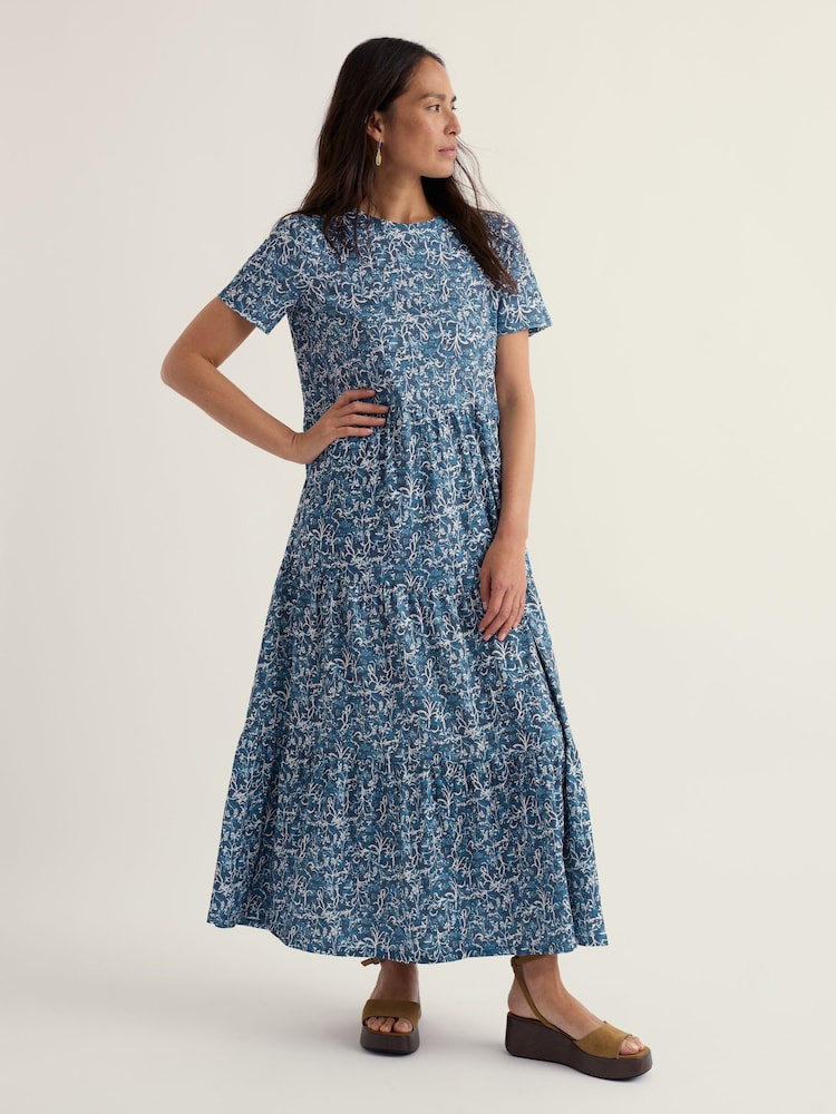 Seasalt Cornwall Green Short Sleeve Line Strokes Dress - Image 2 of 5 Seasalt Cornwall Green Short Sleeve Line Strokes Dress - Image 2 of 5