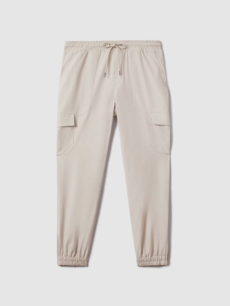 Reiss Stone Lavenham Technical Drawstring Cargo Trousers - Image 2 of 7