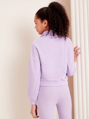 Lipsy Lilac Purple Half Zip Funnel Neck Hoodie (5-16yrs) - Image 3 of 4