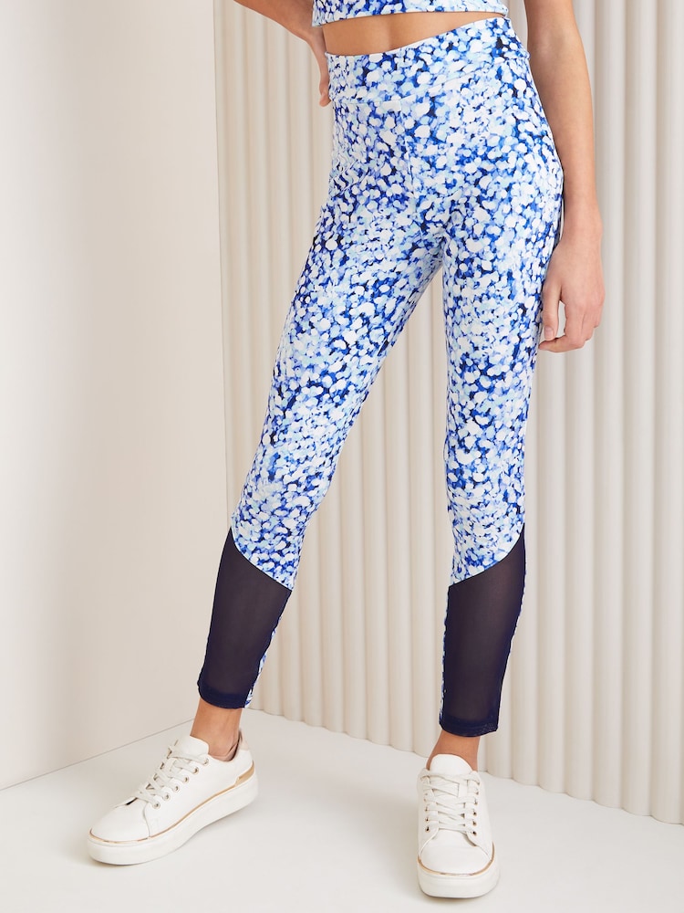 Lipsy Blue Printed High Waist Active Legging - Image 1 of 3