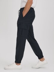 Reiss Navy Lavenham Technical Drawstring Cargo Trousers - Image 1 of 7