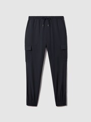Reiss Navy Lavenham Technical Drawstring Cargo Trousers - Image 2 of 7