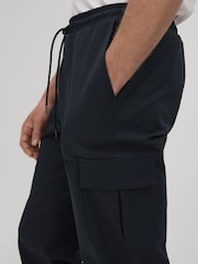 Reiss Navy Lavenham Technical Drawstring Cargo Trousers - Image 3 of 7