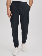 Reiss Navy Lavenham Technical Drawstring Cargo Trousers - Image 6 of 7