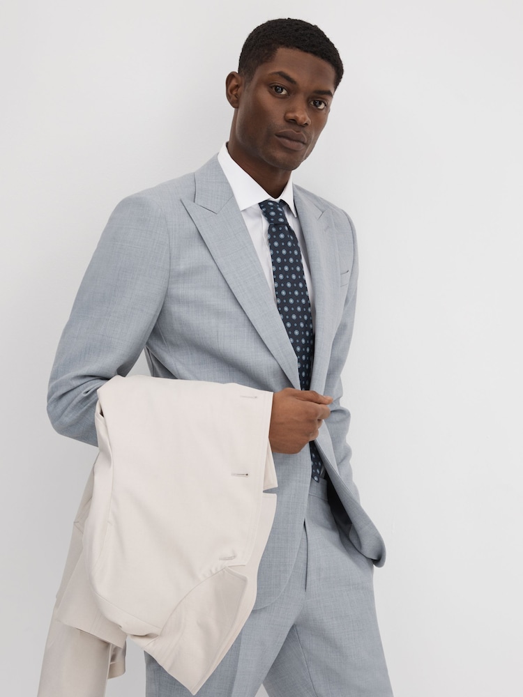 Шерстяной однобортный пиджак узкого кроя Reiss Dandy - Изображение 1 из 7