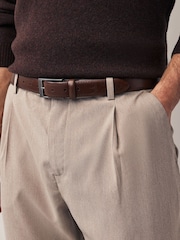 Brown Signature Leather Brogue Belt - Image 1 of 4