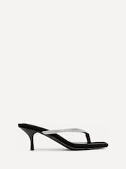 Linzi Black Runway Embellished Toe Post Mule Heels - Image 2 of 6