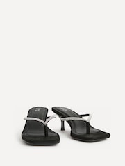 Linzi Black Runway Embellished Toe Post Mule Heels - Image 3 of 6