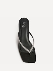 Linzi Black Runway Embellished Toe Post Mule Heels - Image 4 of 6