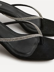 Linzi Black Runway Embellished Toe Post Mule Heels - Image 5 of 6