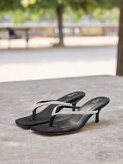 Linzi Black Runway Embellished Toe Post Mule Heels - Image 6 of 6
