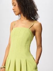 Whistles Green Linen Blend Waisted Midi Dress - Image 3 of 5
