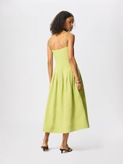 Whistles Green Linen Blend Waisted Midi Dress - Image 4 of 5