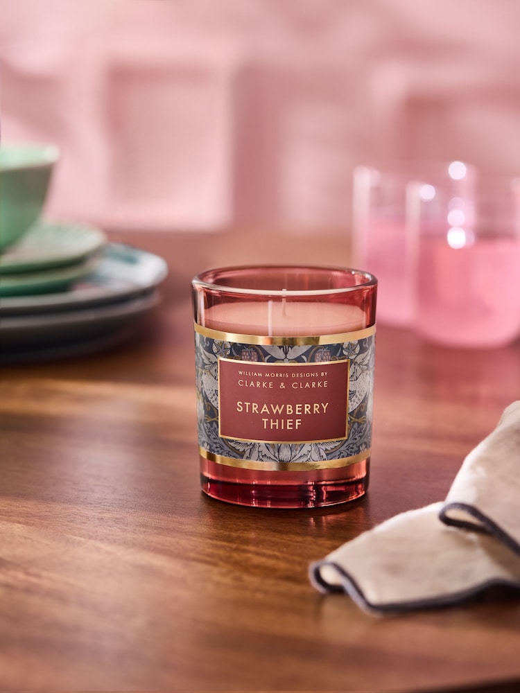 Clarke and Clarke Blush William Morris Designs Strawberry Thief Scented Candle - Image 2 of 5