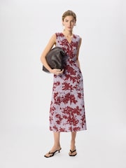 Whistles Purple Floral V Neck Textured Dress - Image 2 of 5