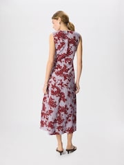 Whistles Purple Floral V Neck Textured Dress - Image 3 of 5
