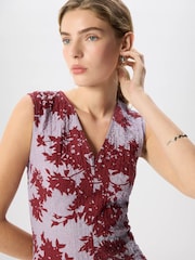 Whistles Purple Floral V Neck Textured Dress - Image 4 of 5