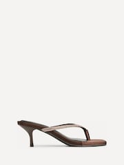 Linzi Brown Runway Embellished Toe Post Mule Heels - Image 2 of 6