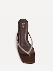 Linzi Brown Runway Embellished Toe Post Mule Heels - Image 4 of 6