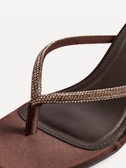 Linzi Brown Runway Embellished Toe Post Mule Heels - Image 5 of 6
