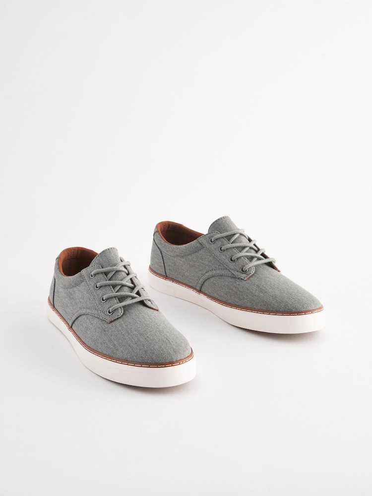 Grey Canvas Derby Trainers - Image 1 of 6
