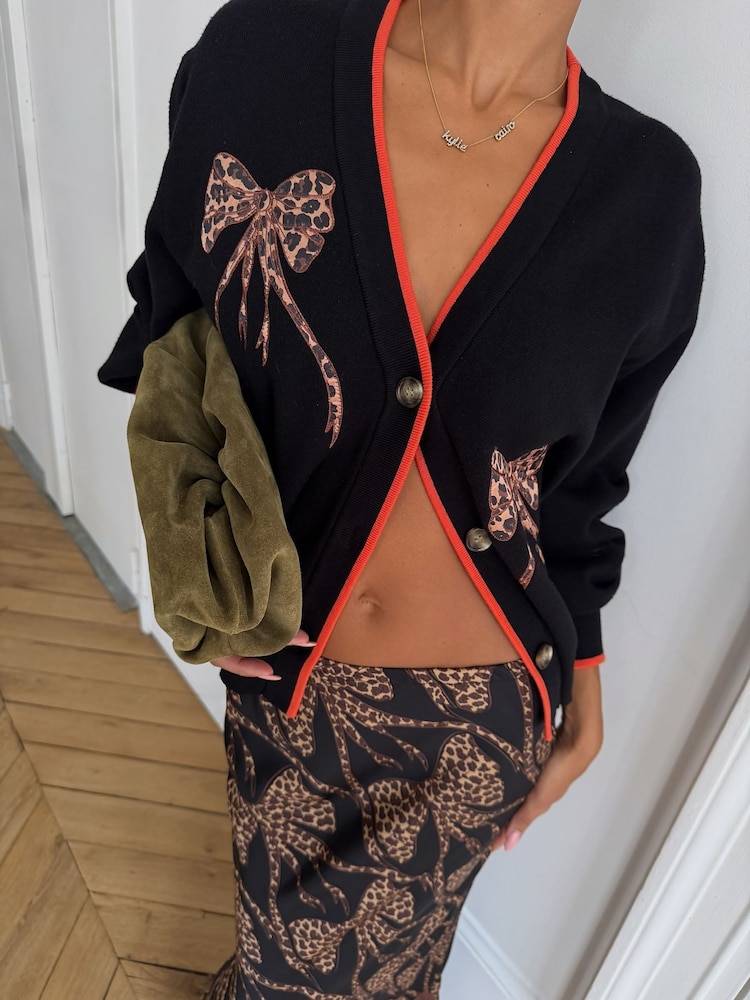Never Fully Dressed Black Bow Leopard Meava Skirt - Image 2 of 2 Never Fully Dressed Black Bow Leopard Meava Skirt - Image 2 of 2