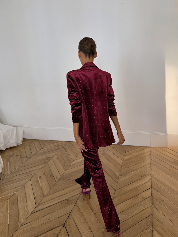 Never Fully Dressed Red Velvet Blazer - Image 2 of 5 Never Fully Dressed Red Velvet Blazer - Image 2 of 5
