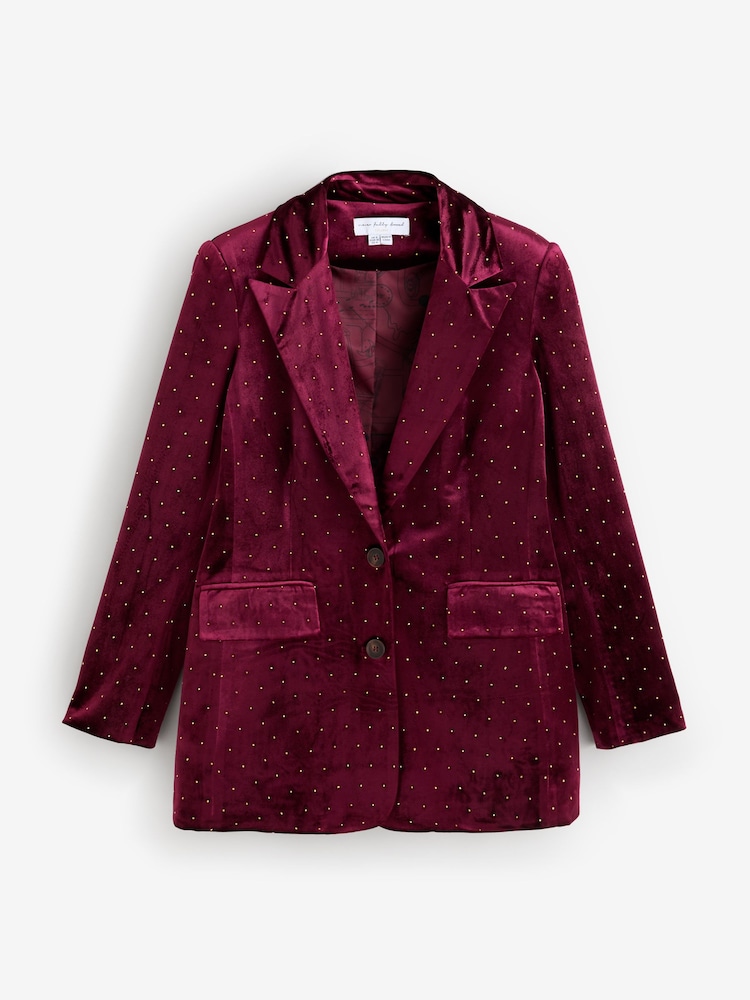 Never Fully Dressed Red Velvet Blazer - Image 5 of 5 Never Fully Dressed Red Velvet Blazer - Image 5 of 5