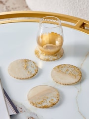 Lipsy 4 Pack White/Gold Agate Resin Coasters - Image 1 of 4