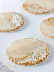 Lipsy 4 Pack White/Gold Agate Resin Coasters - Image 3 of 4