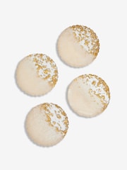 Lipsy 4 Pack White/Gold Agate Resin Coasters - Image 4 of 4
