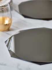 Lipsy 2 Pack Smoke Grey Mirrored Placemats - Image 2 of 3