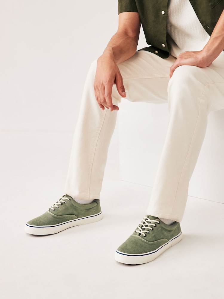 Green Washed Textile Trainers - Image 1 of 6