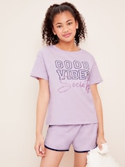 Lipsy Purple Jersey Short Pyjamas (7-16yrs) - Image 1 of 4