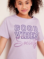 Lipsy Purple Jersey Short Pyjamas (7-16yrs) - Image 4 of 4