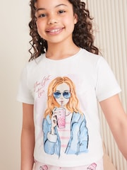 Lipsy Light Pink/ White Jersey Shorts Pyjamas (5-16yrs) - Image 2 of 4
