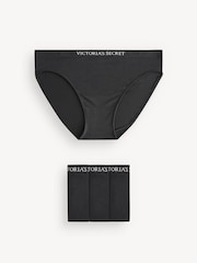 Victoria's Secret Black Bikini Logo 4 Pack Knickers - Image 1 of 5