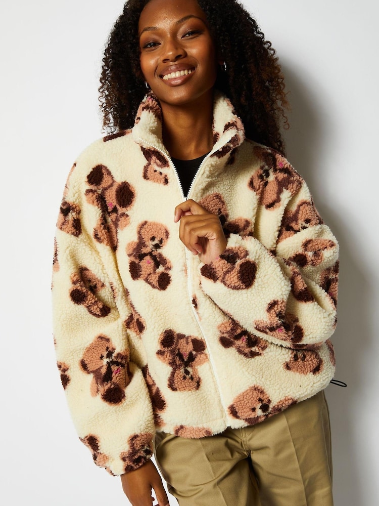 Skinnydip Cream Teddy Bear Borg Fleece Jacket - Image 2 of 5