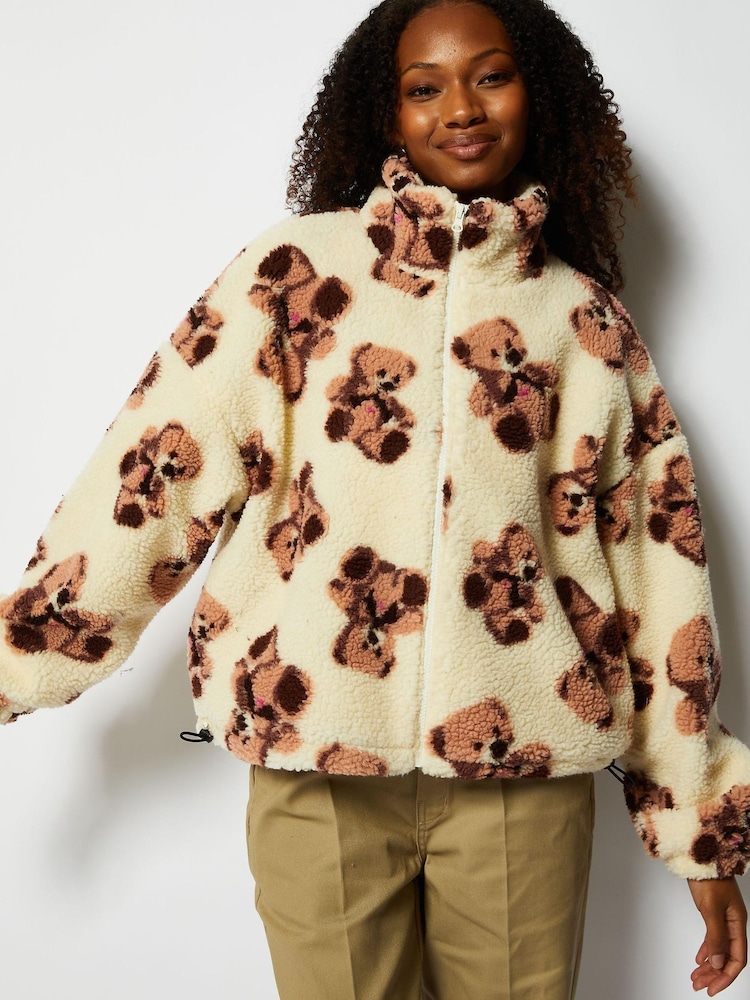Skinnydip Cream Teddy Bear Borg Fleece Jacket - Image 4 of 5