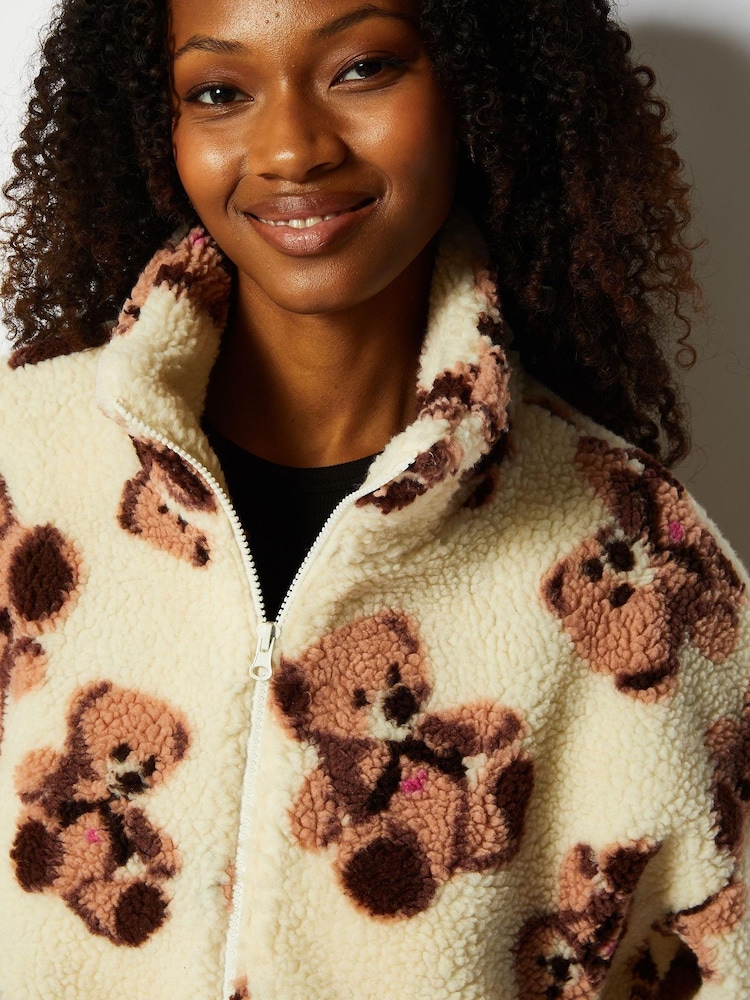 Skinnydip Cream Teddy Bear Borg Fleece Jacket - Image 5 of 5