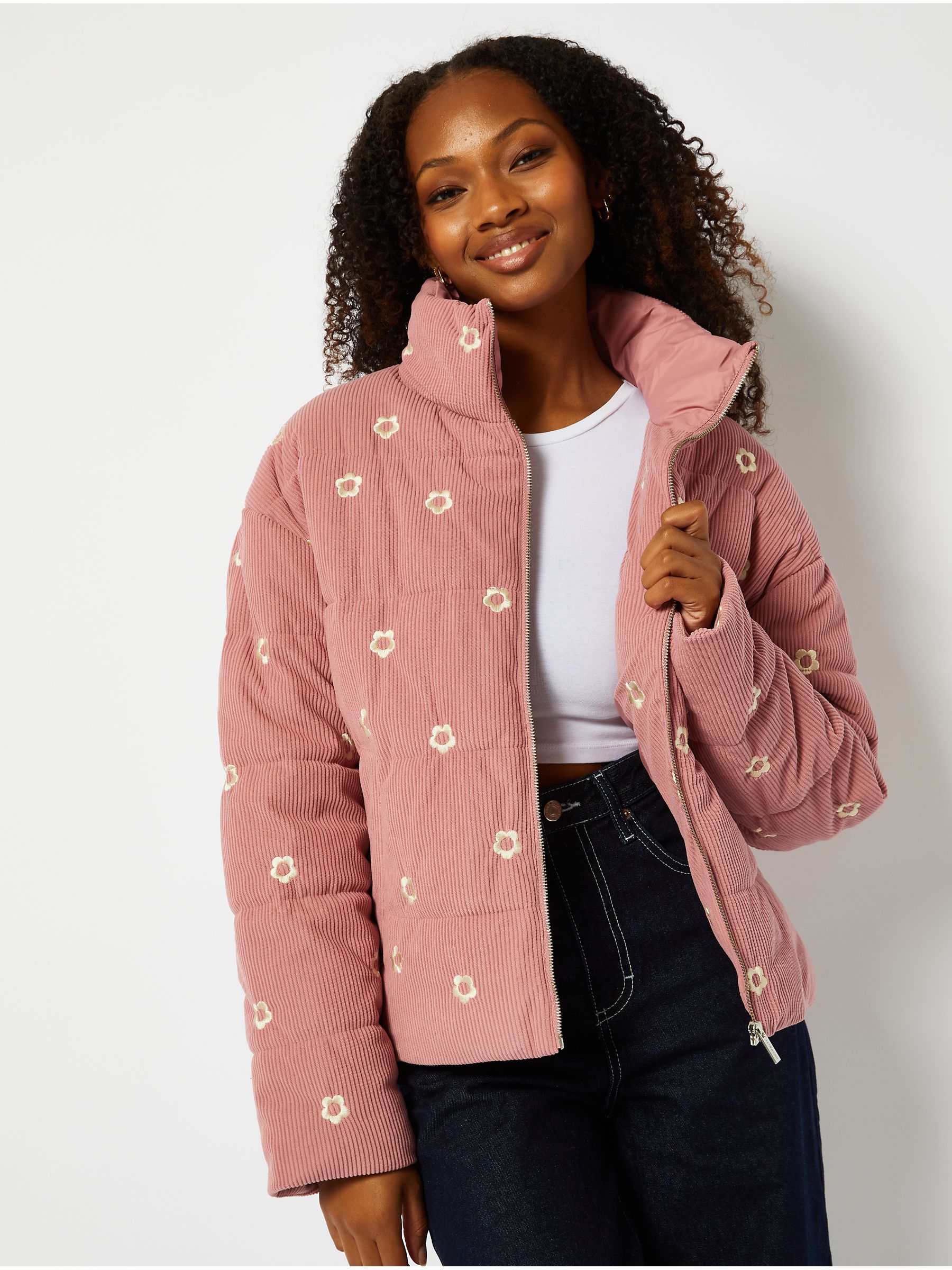 Buy Skinnydip Pink Cord Embroidered Puffer Jacket from Next Luxembourg